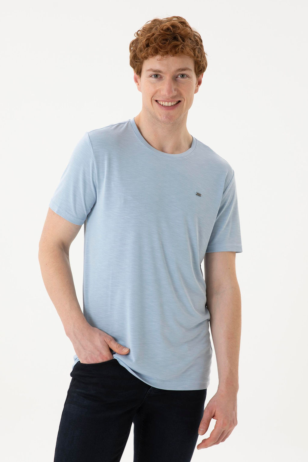 Мужская голубая базовая футболка - U.s. polo assn фото 10