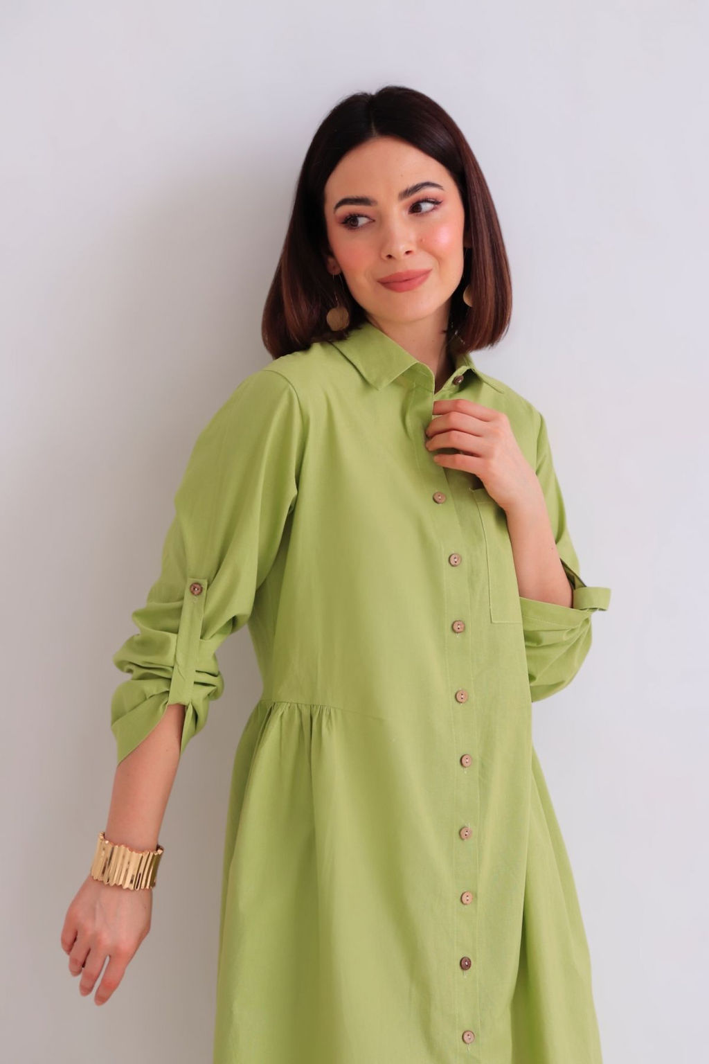 Martichelli Платье хлопковое в цвете лайм  фото 2