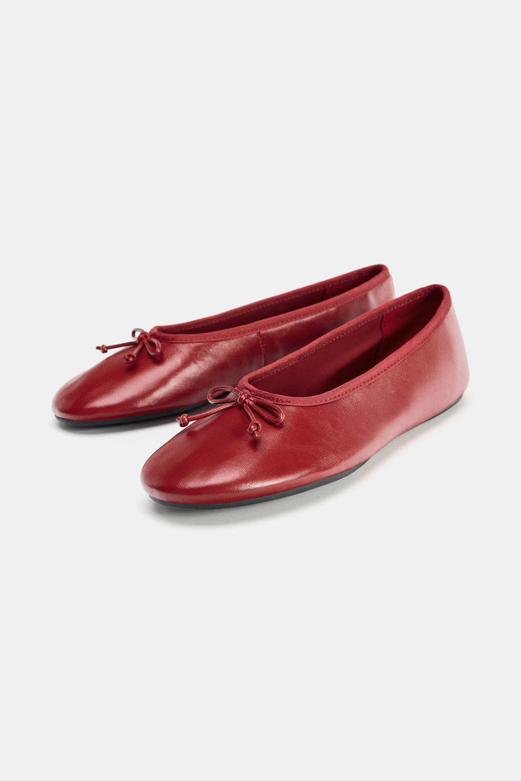 LEATHER BOW BALLET FLATS - Zara фото 3