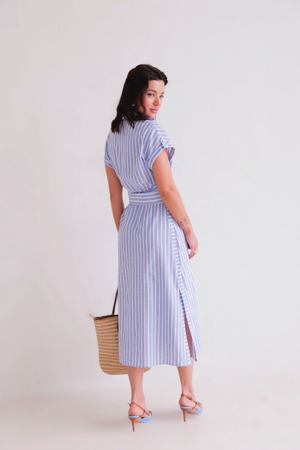 Martichelli Платье-рубашка в голубую полоску  фото 11