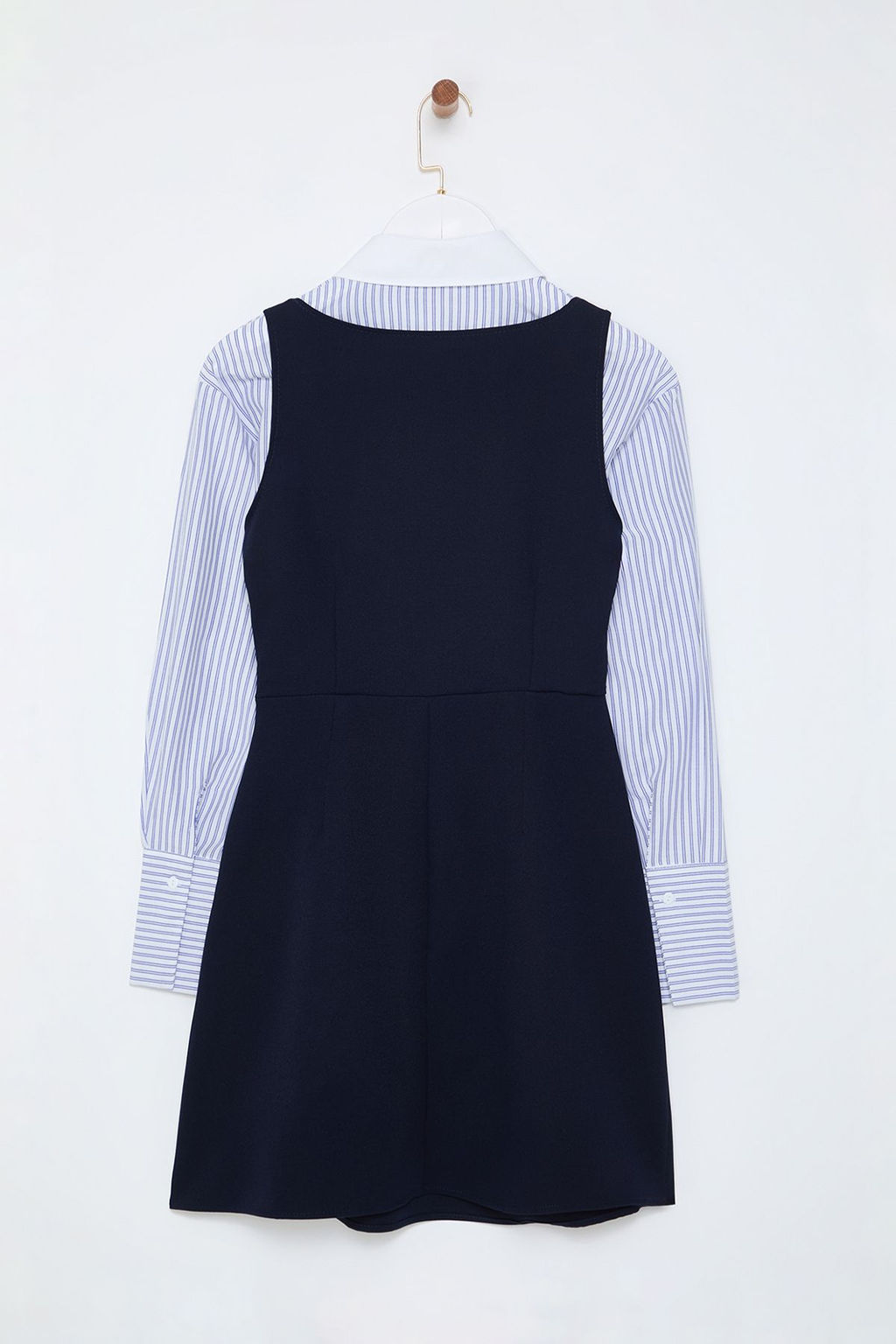 Trendyolmilla Lacivert Vucudu Saran Gomlek Detayl? Mini Dokuma Elbise TWOSS25EL00232  фото 8