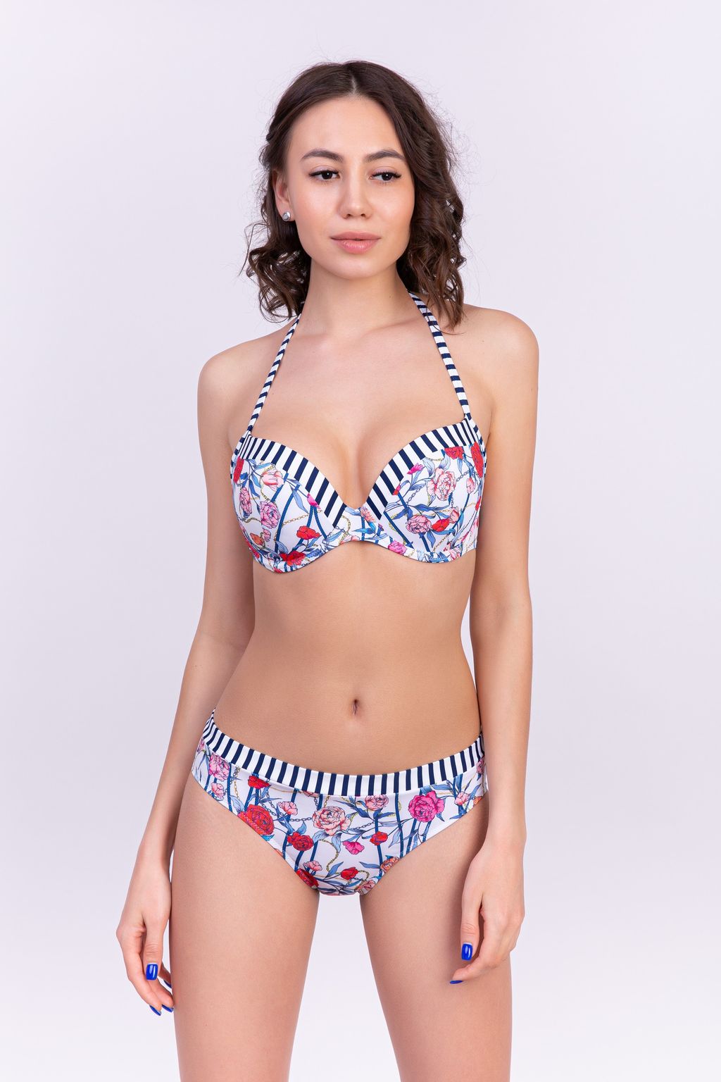 -45% БЮСТГАЛЬТЕР КУПАЛЬНЫ Milavitsa 470132/156 синий набивной  фото 2