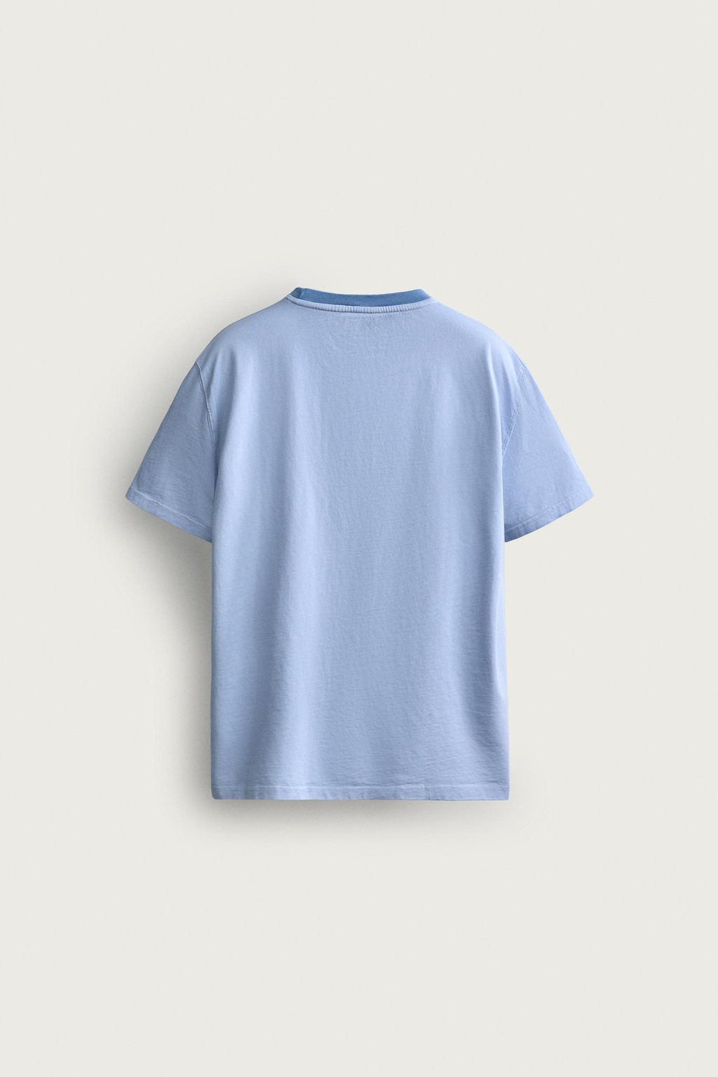 CAMISETA RELAXED FIT CUELLO CONTRASTE / CELESTE - Zara фото 8