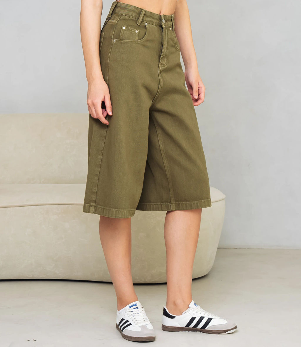 Джинсовые шорты #КТ3256, хаки - Dommod фото 3