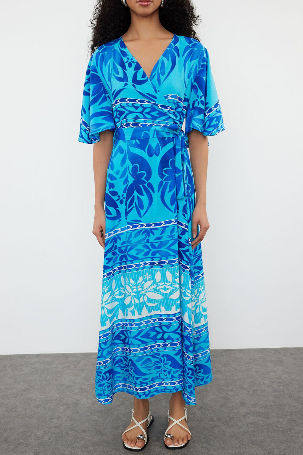 Cok Renkli Etnik Kusakl? Desenli A Kesim Kruvaze Yaka Dokuma Elbise TWOSS24EL01046 - Trendyolmilla фото 11