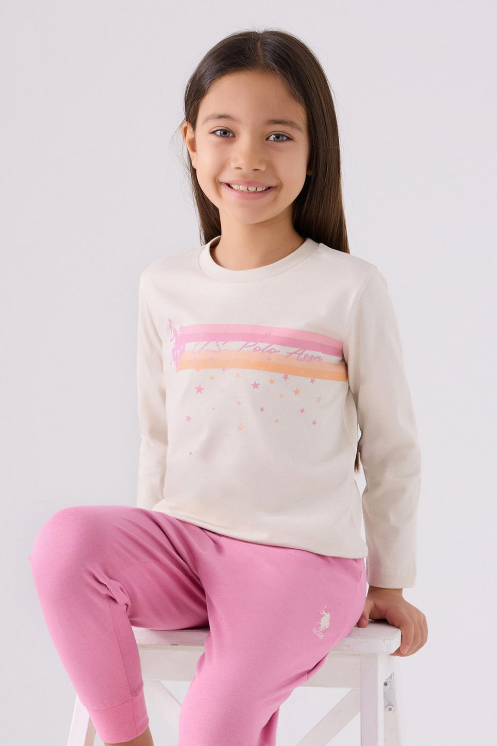 Кремовый пижамный комплект для девочки Неожиданная скидка в корзине - U.s. polo assn фото 2