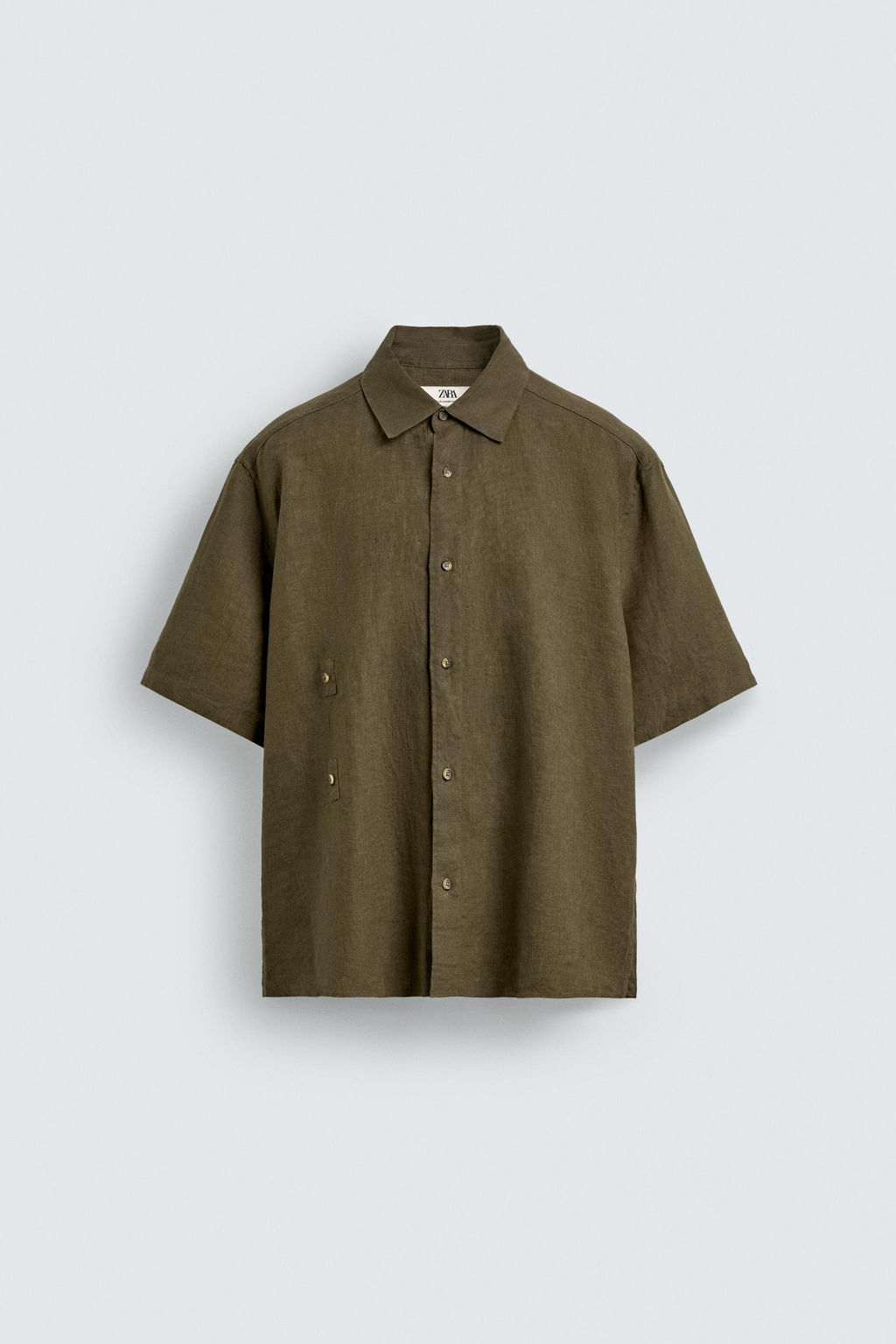 CAMISA RELAXED FIT 100%LINO / Khaki oscuro - Zara фото 8