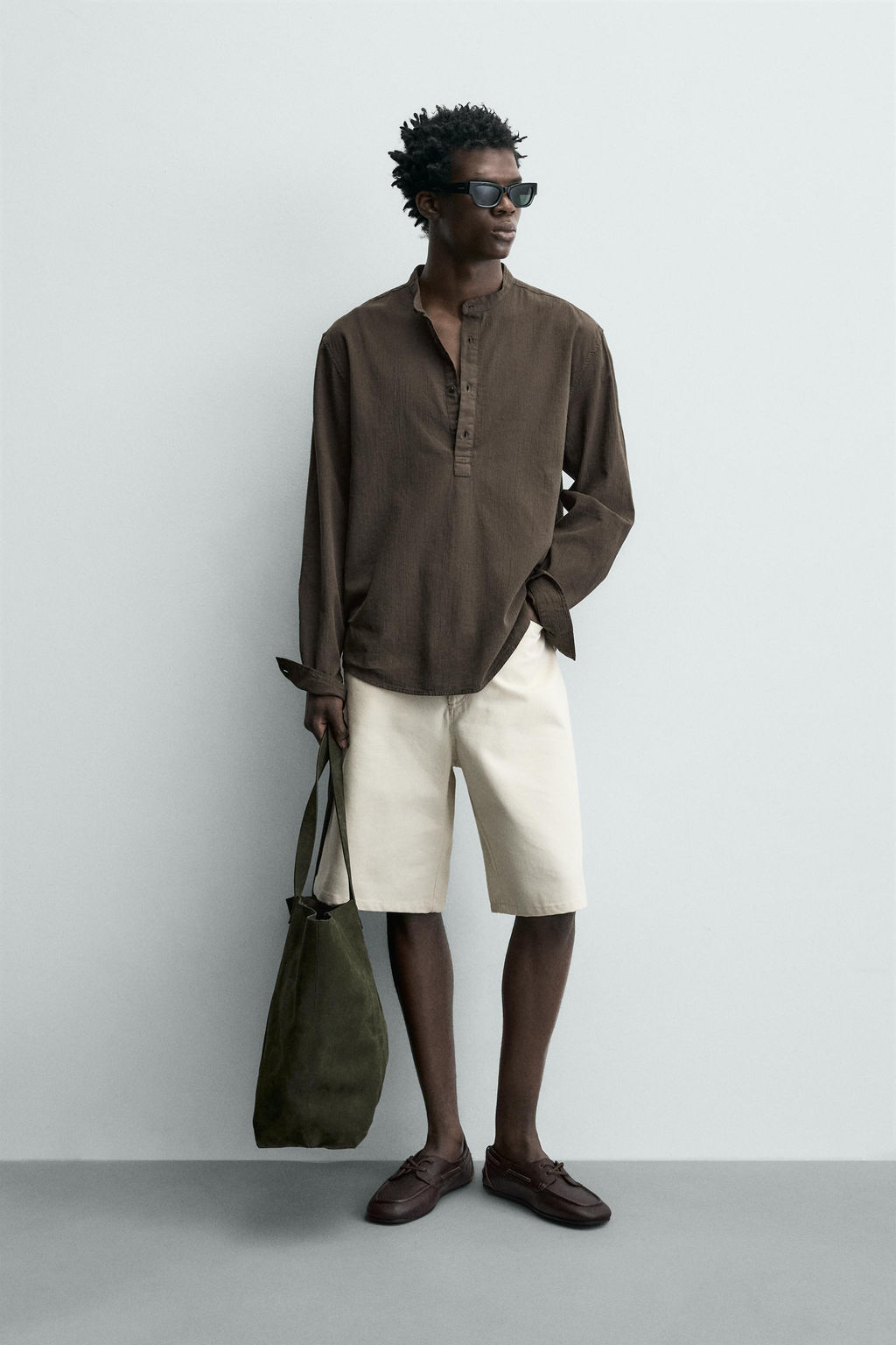 CAMISA EFECTO ARRUGADO / Marr?n / Topo