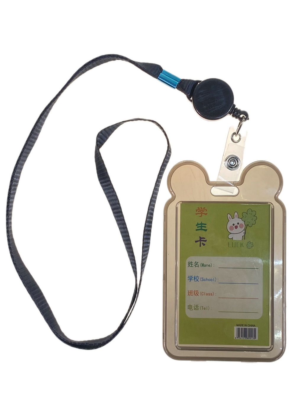 Бейдж для пропуска с рулеткой и лентой, цвет черный - Greta фото 2