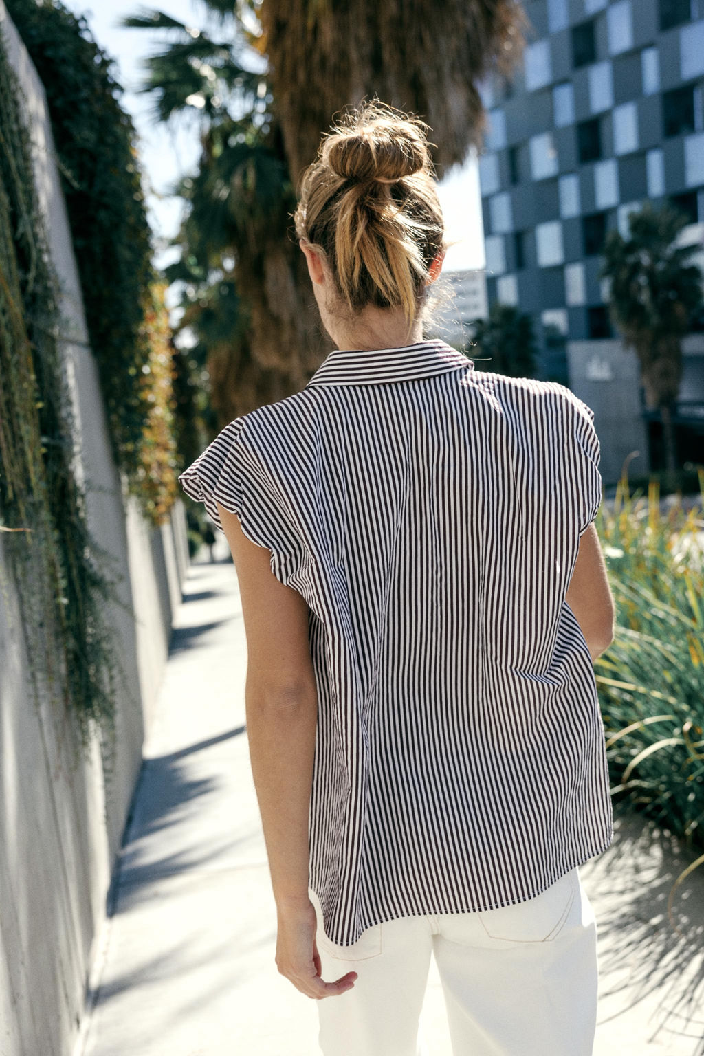 CAMISA MANGA ABULLONADA / Rayas marrones - Zara фото 2