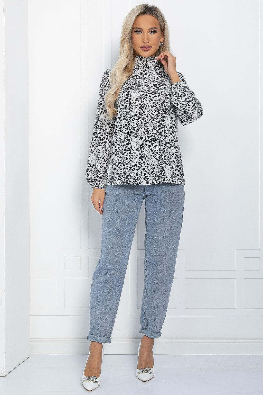 Блуза Ален (черно-белая) Б11391 - Lt collection фото 4