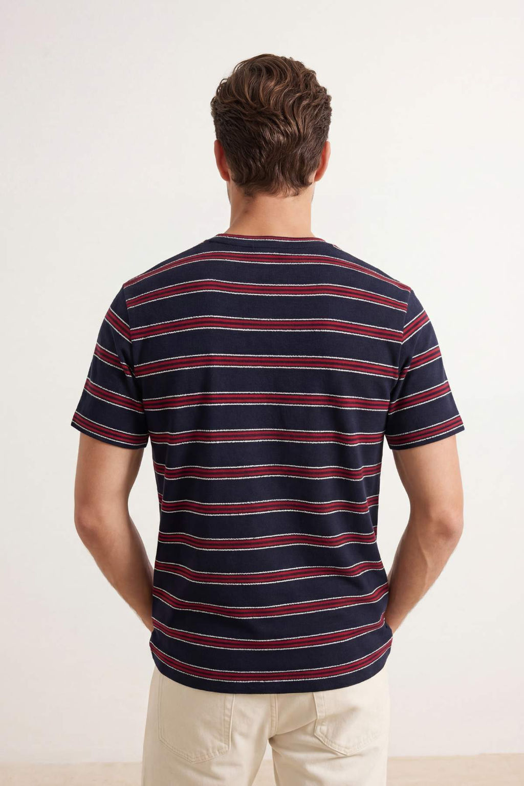 Lacivert Regular Cizgili Orme T-Shirt TMNSS26TS00015 - Trendyolmilla фото 3