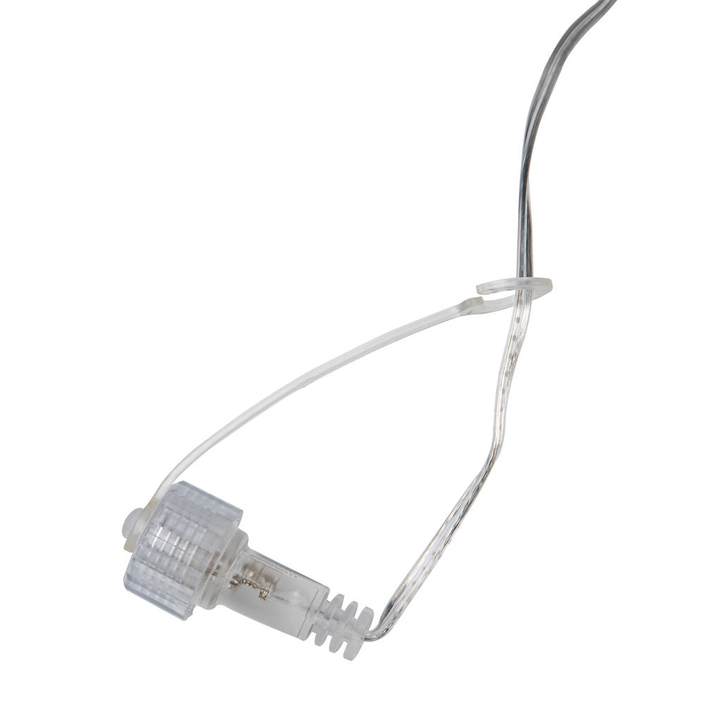 ULD-B12006-195/TTK WARM WHITE IP44 Бахрома светодиодная с эффектом мерцания, 12м. Соединяемая. 195 светодиодов. Теплый белый свет. Провод прозрачный. ТМ Uniel