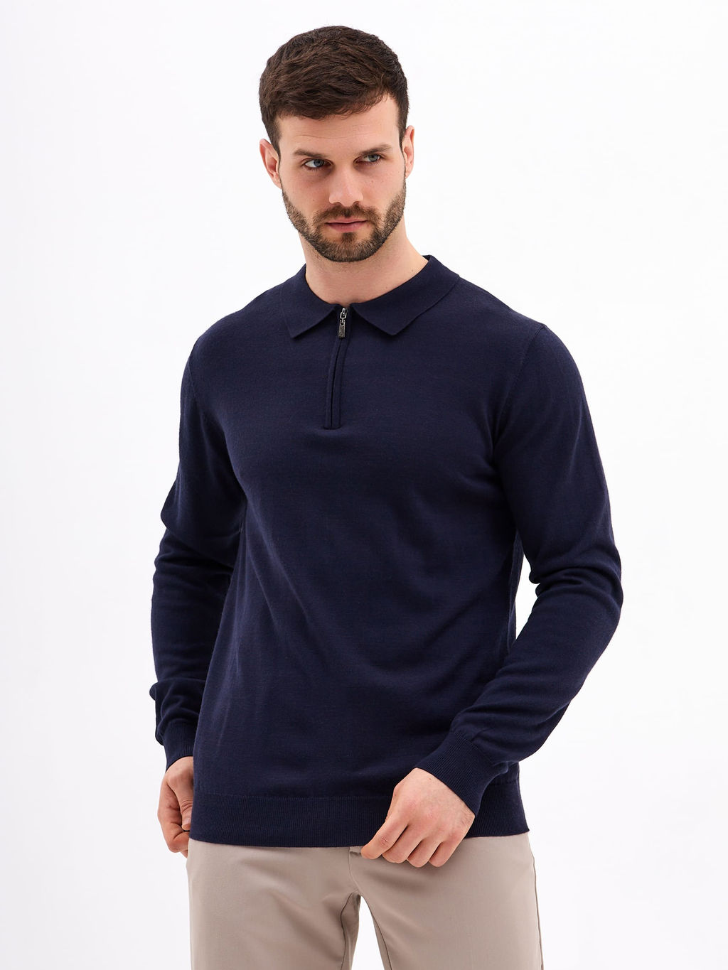 Джемпер мужской с воротником поло GREG G129-AN231909А (т. синий) фото 4