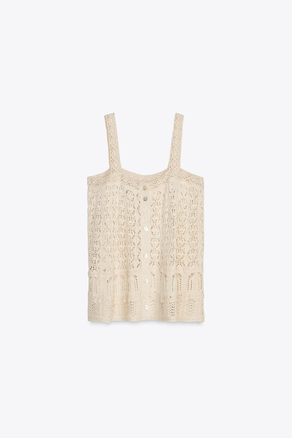 POINTELLE KNIT LACE TRIM TOP - Zara фото 7