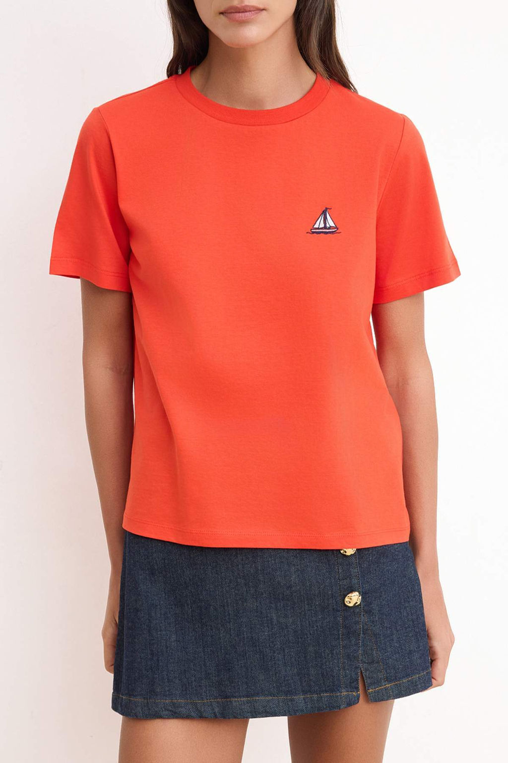 Ekru Nak?sl? / Islemeli Fitted/Vucuda Oturan K?sa Kollu Pamuk Ribana Orme T-Shirt TWOSS26TS00162 - Trendyolmilla фото 7