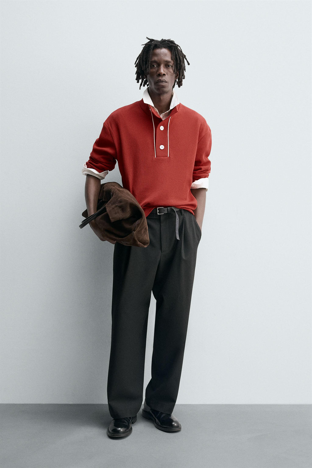 CONTRAST TEXTURED POLO SHIRT