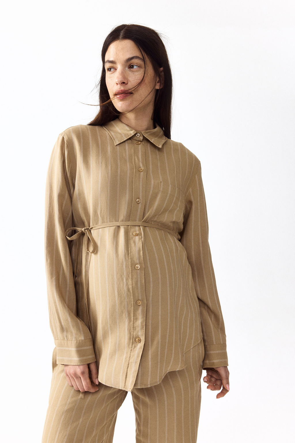 MAMA Camisa en mezcla de lino - H&m фото 3
