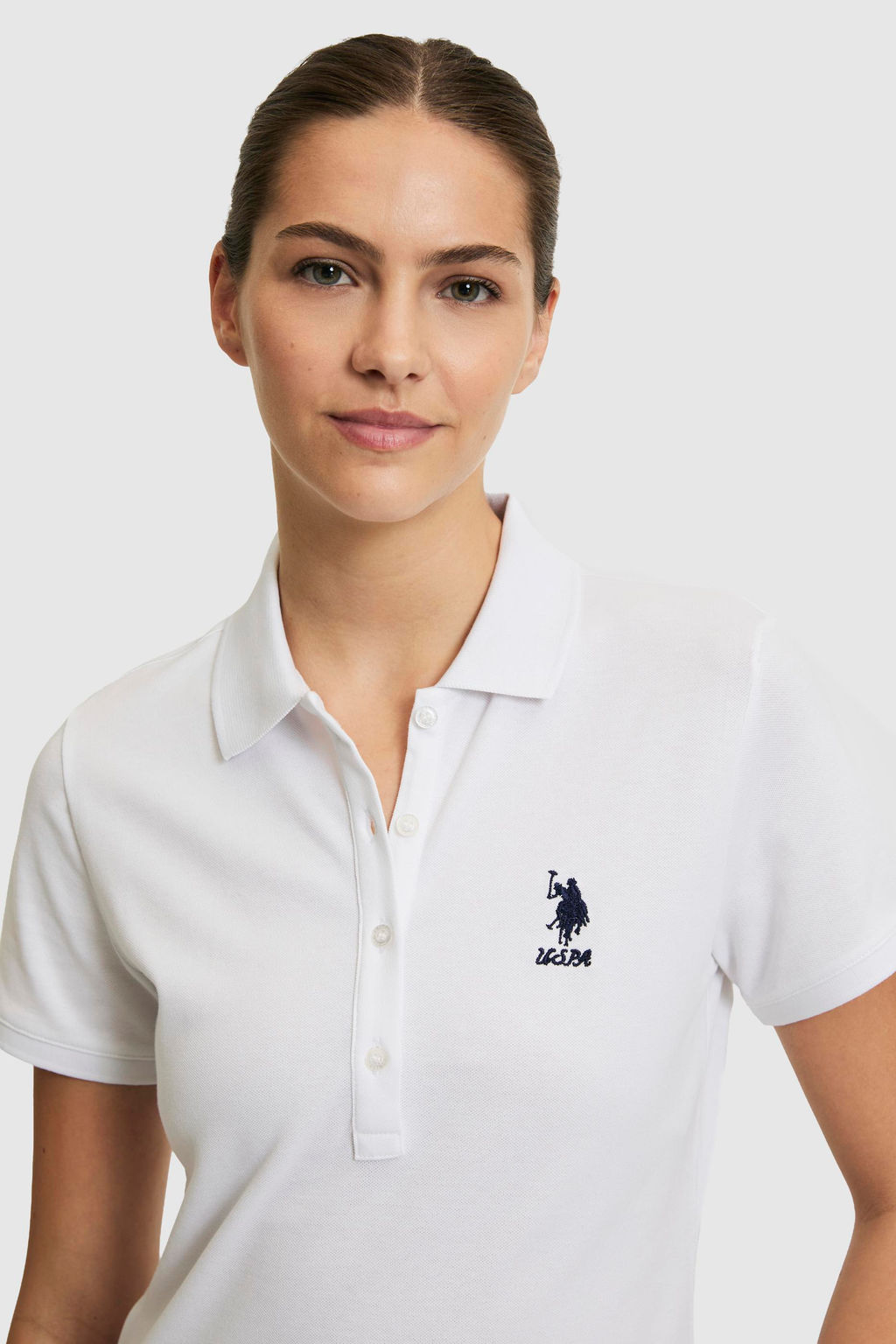 Kad_n Beyaz Polo Yaka Basic Ti__rt
