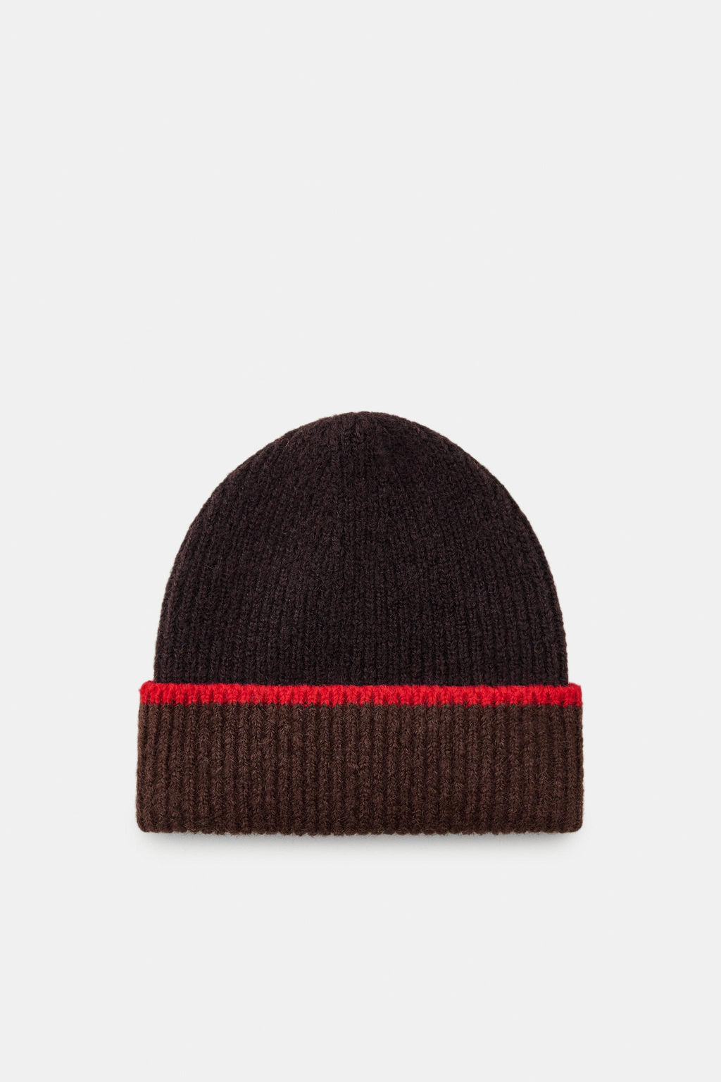 GORRO BEANIE VUELTA CONTRASTE / Marr?n oscuro