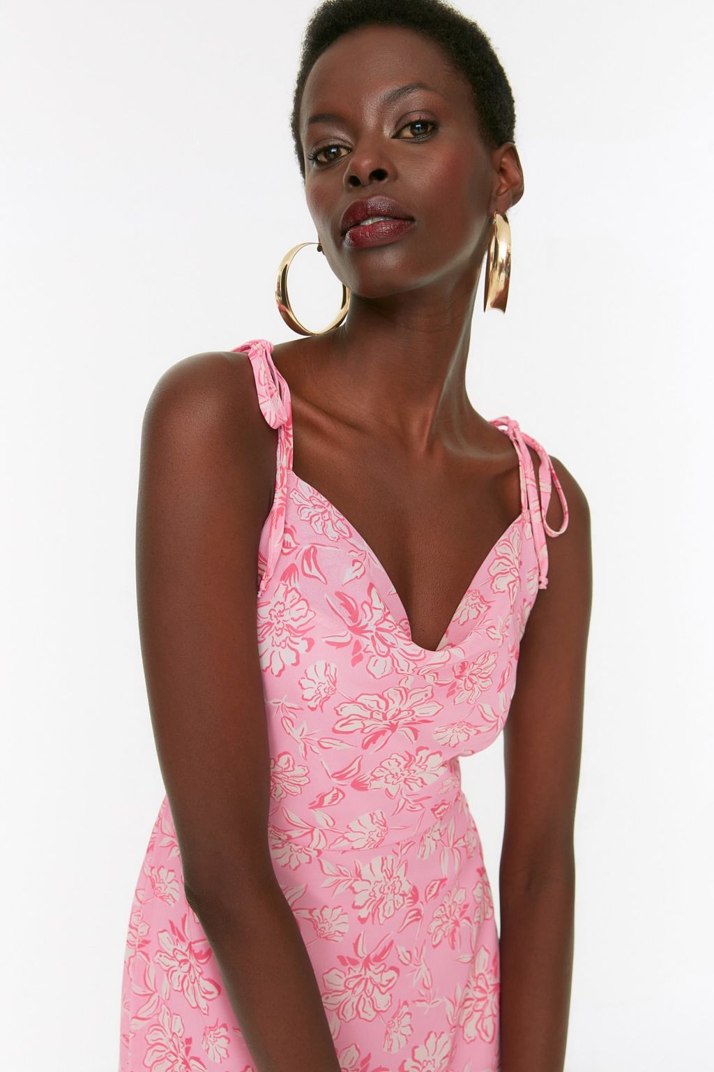 TRENDYOLMILLA Lacivert Cicekli A Kesim Sifon Mini Astarl? Dokuma Elbise TWOSS22EL2566 фото 10