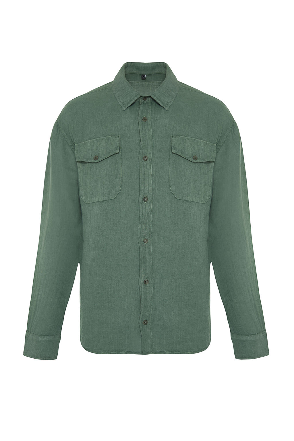 Premium Koyu Yesil %100 Keten Regular Fit Gomlek TMNSS24GO00060 - Trendyolmilla фото 7
