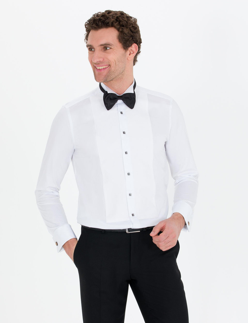 Белая приталенная рубашка под смокинг - Cacharel фото 3
