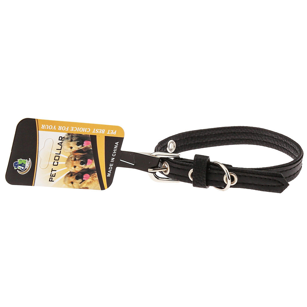 Пэт тойс (Pet toys) Ошейник для собаки Дуэт 1,5х38см, металлическая застежка, под кожу, на картоне, цвета в ассортименте: черный, черно-синий, черно-красный (Китай)  фото 2