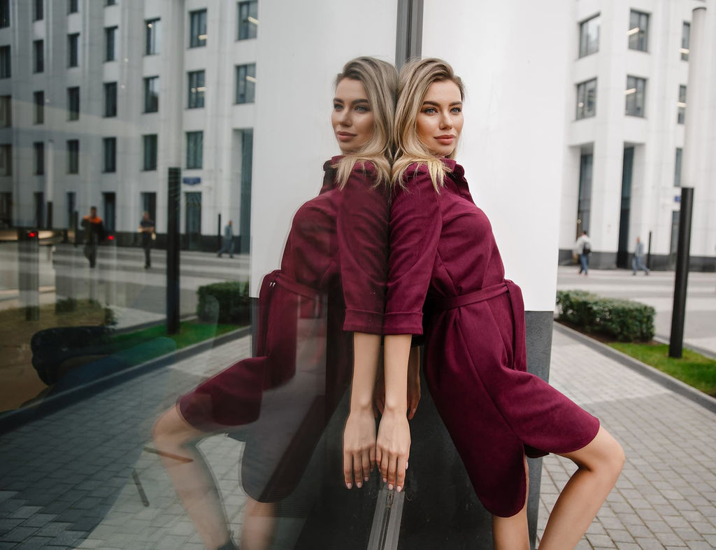 Платье-рубашка винный - Donna saggia фото 2