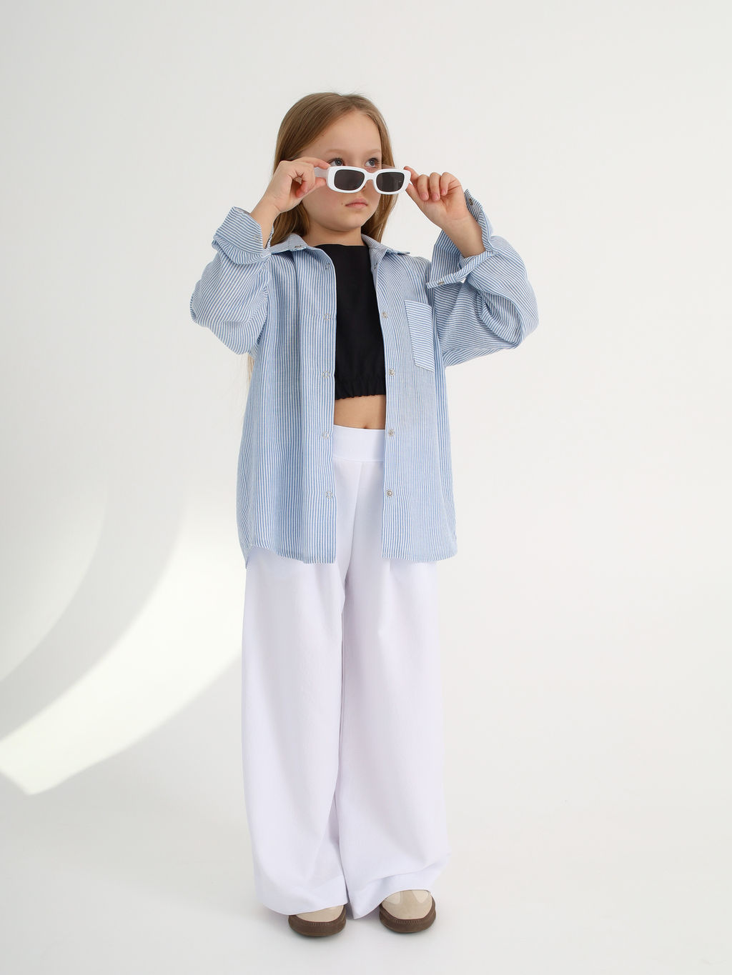 Рубашка-хенли Лен, голубой меланж - Inzibe фото 42