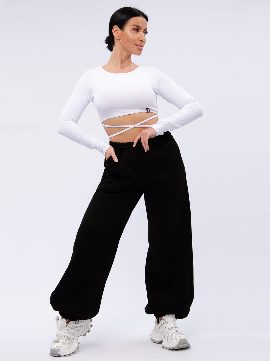 Джоггеры "БЖ-46" чёрные, футер 3-х нитка начес