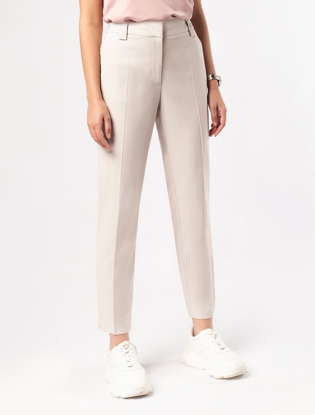 VILATTE / Брюки дудочки из эластичной поливискозы с фактурой