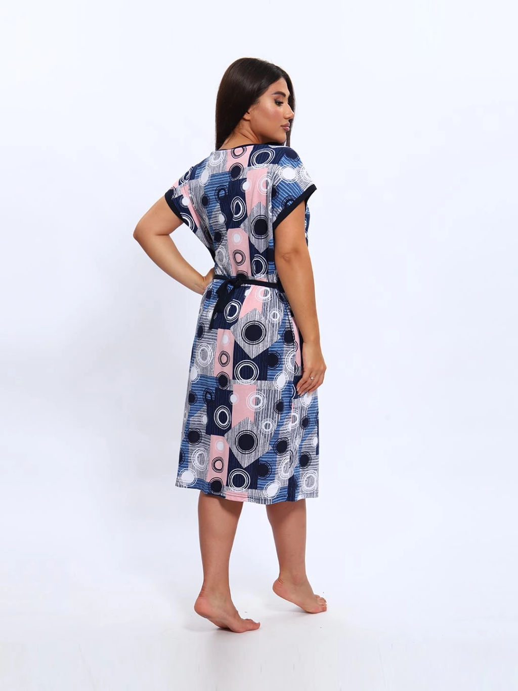 Халат женский, цвет синий белый розовый