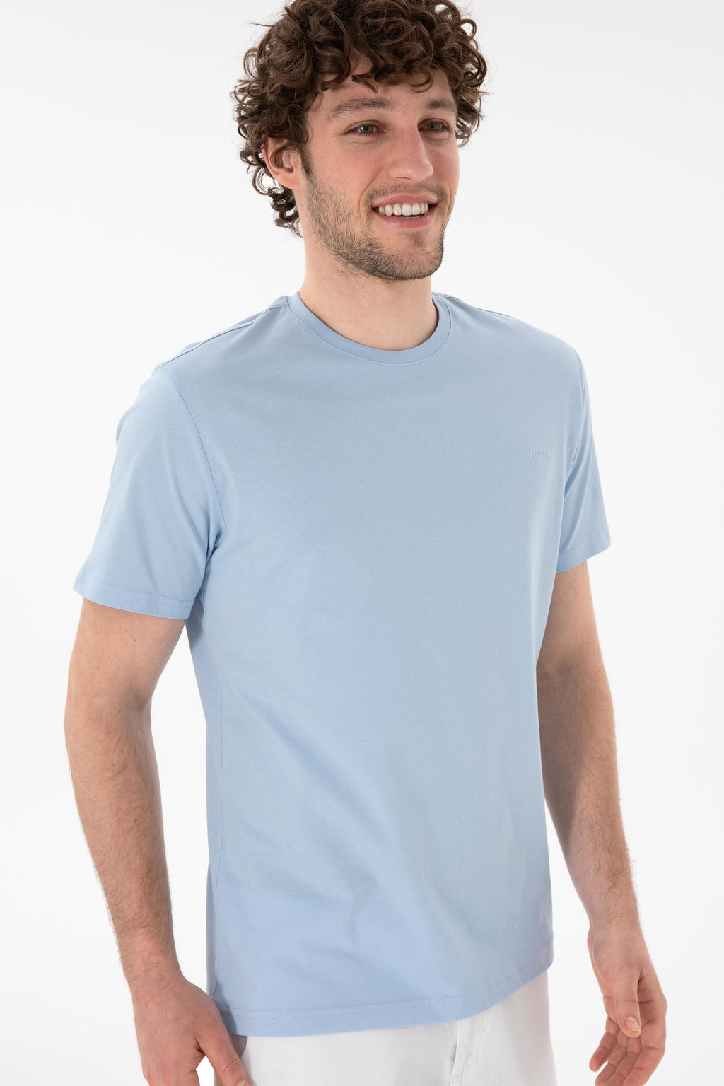 Erkek Regular Fit Bisiklet Yaka A__k Mavi Basic Ti__rt Sepette S_rpriz _ndirim - U.s. polo assn фото 4