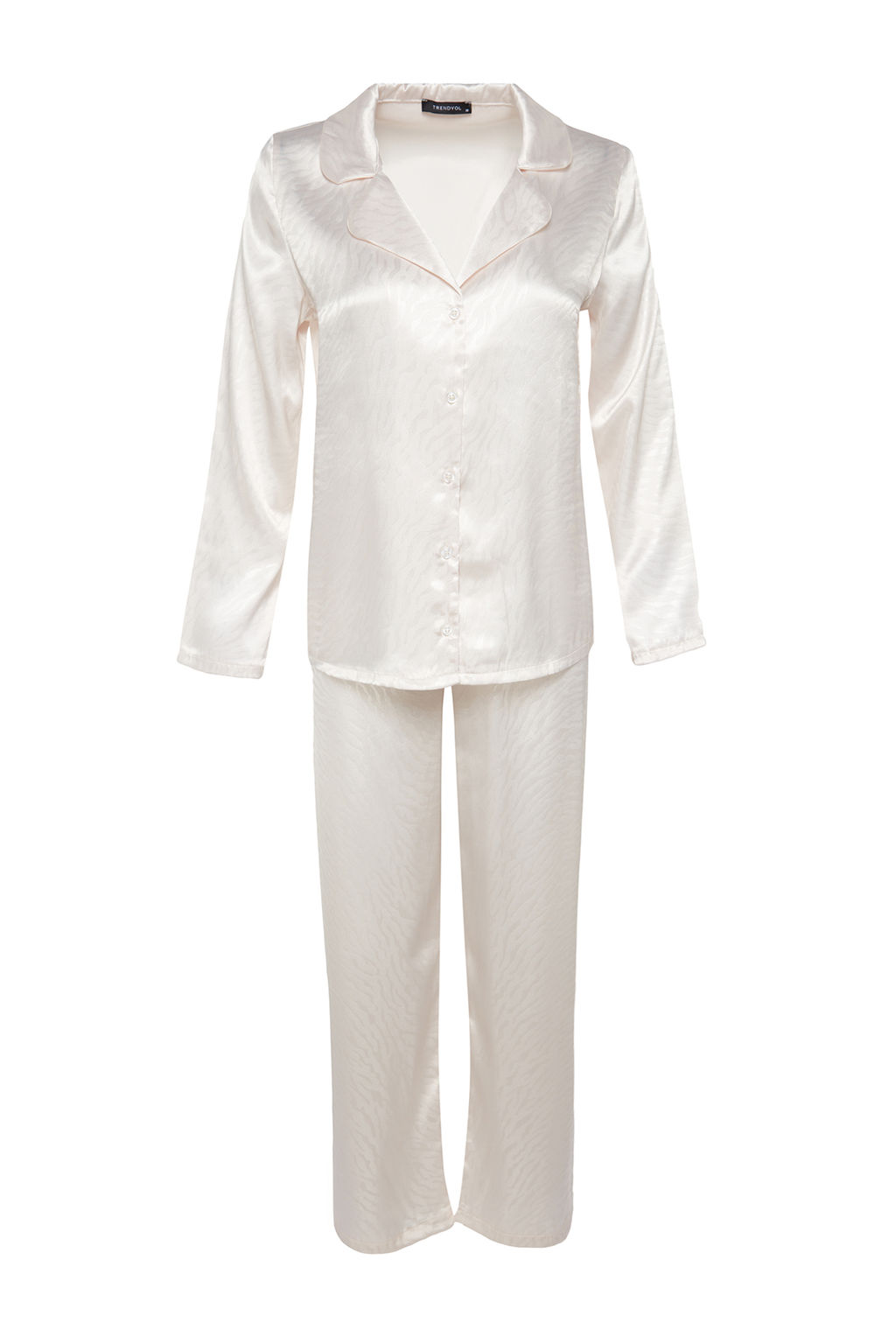 Beyaz Zebra Desenli Saten Dokuma Pijama Tak?m? THMAW24PT00001 - Trendyolmilla фото 8