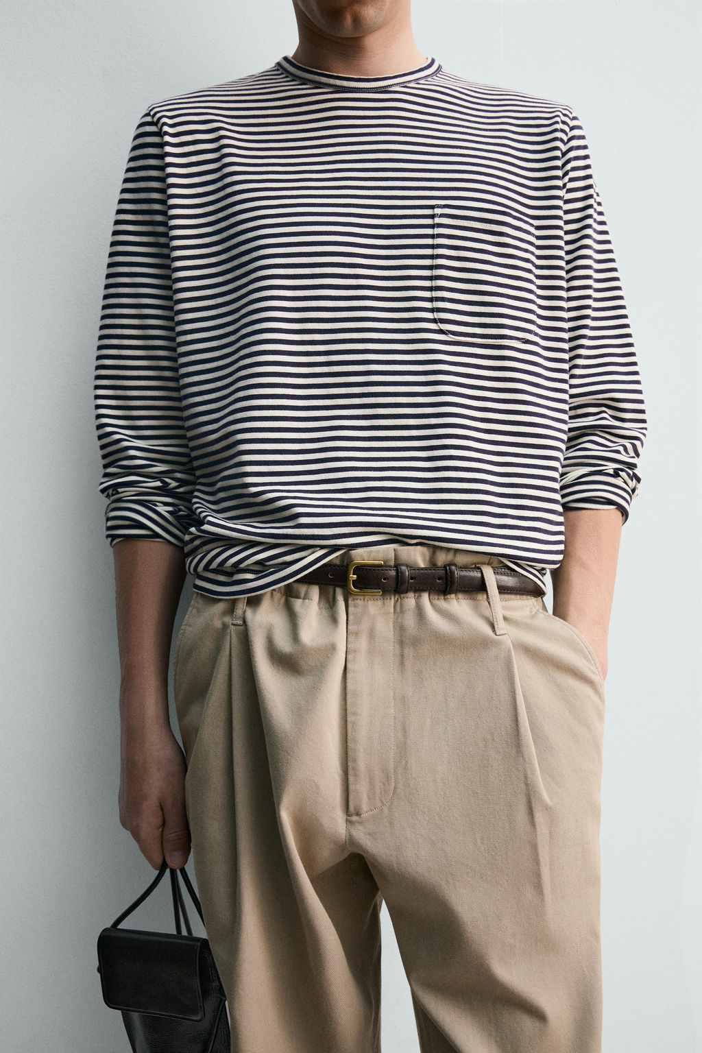 CAMISETA JACQUARD RAYAS / Crudo / Marino - Zara фото 6