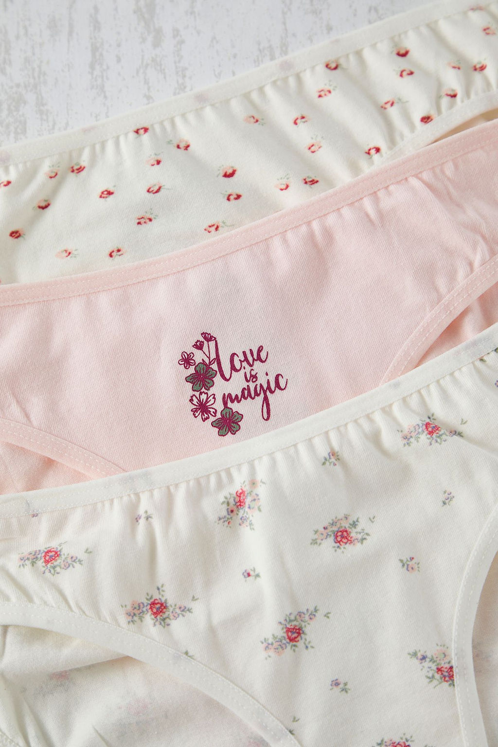 Trendyolmilla Beyaz-Cok Renkli 3lu Paket Pamuklu Cicekli ve Cizgili Klasik Orme Kulot THMSS25KU00040 фото 2