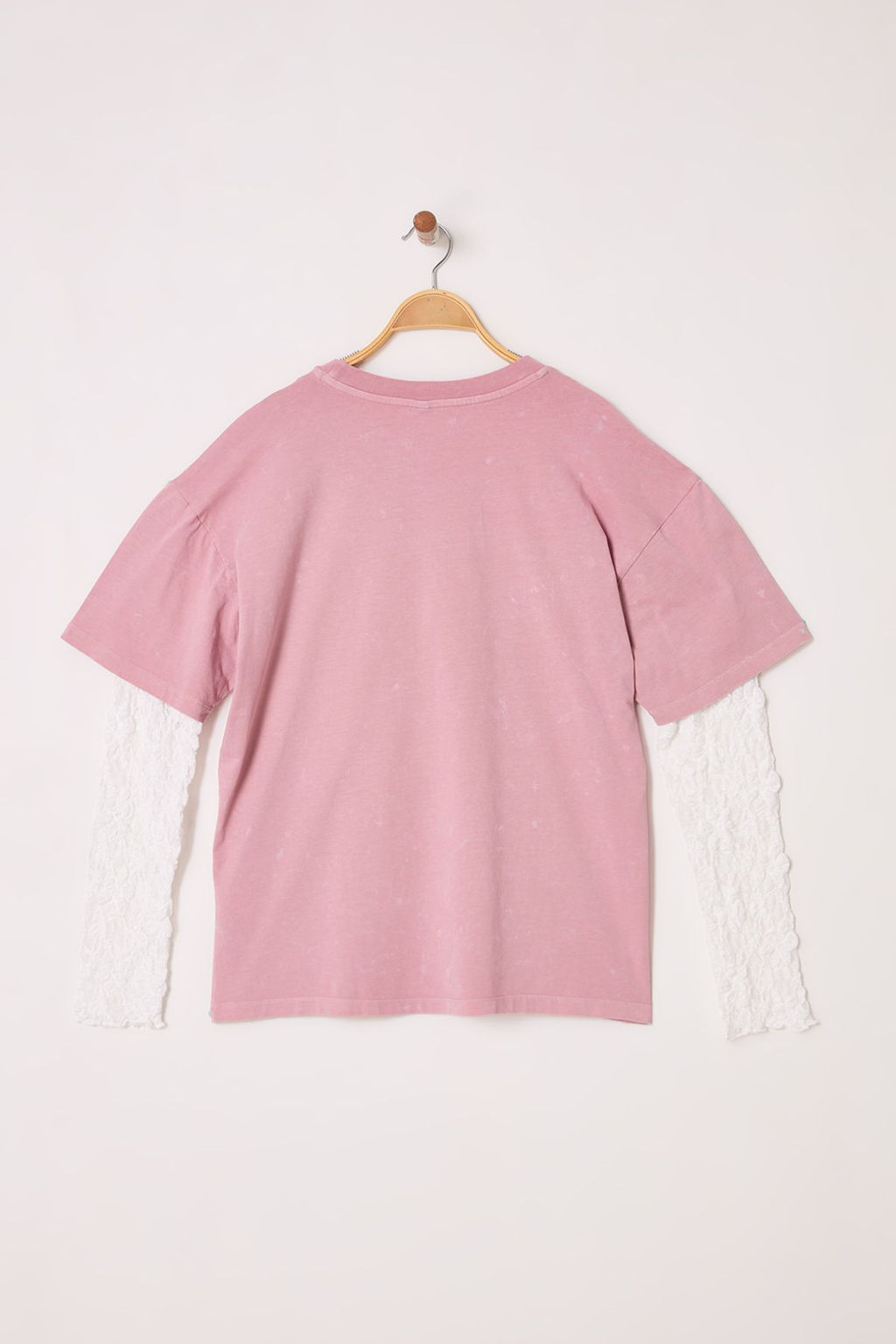 TRENDYOLMILLA Pembe Y?kamal? Dantel Detayl? Oversize/Genis Kal?p Orme T-Shirt TWOAW25TS00022  фото 6