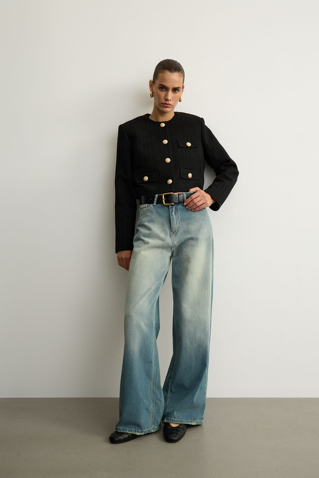 Жакет укороченный из твида с клапанами - Mollis фото 2