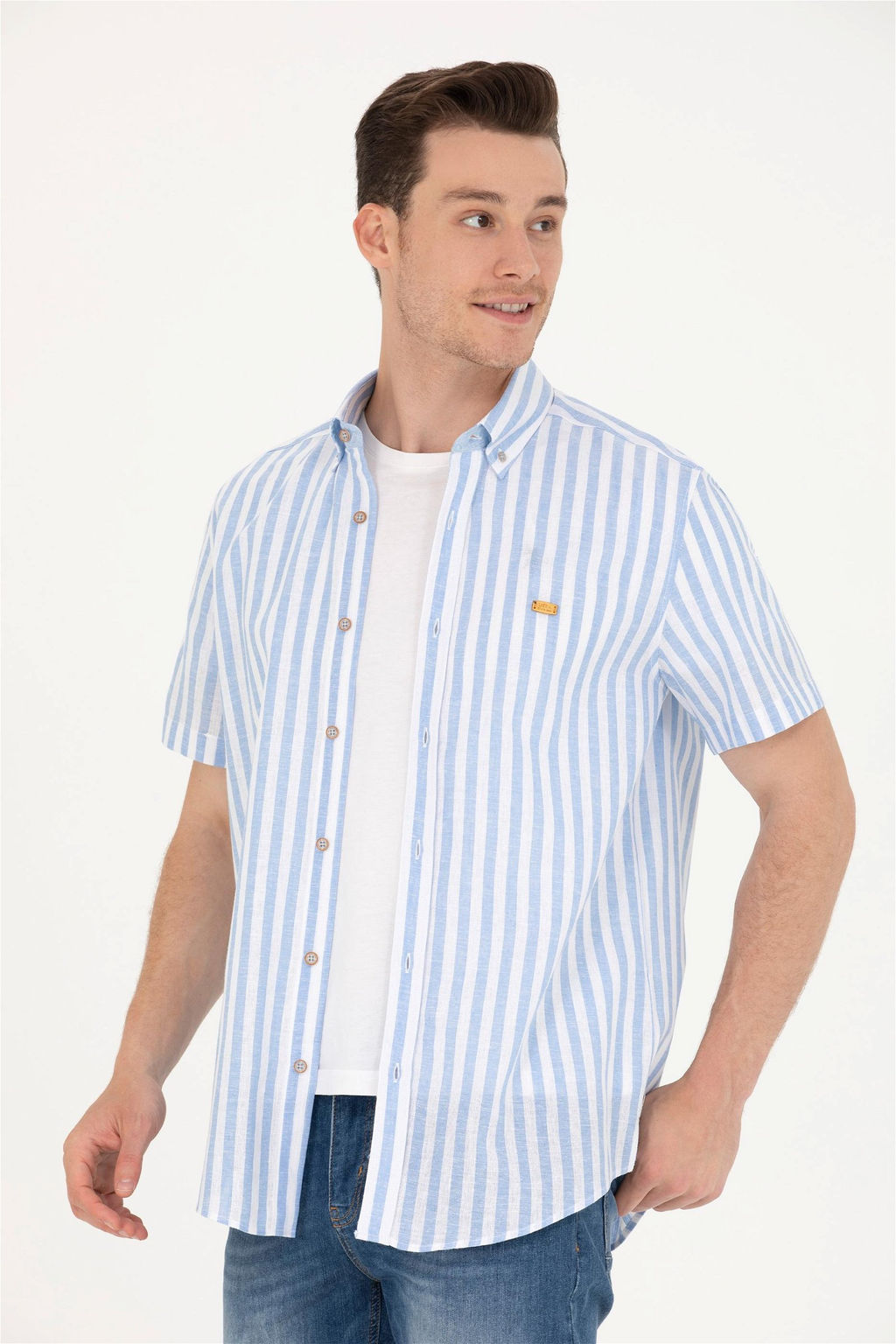 Мужская синяя рубашка с коротким рукавом - U.s. polo assn фото 10