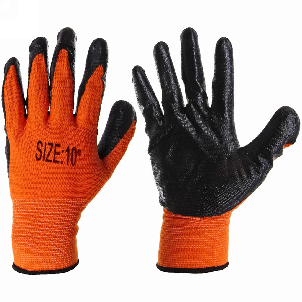 Цена за 12 шт. Перчатки нейлоновые с резиновым покрытием полуоблитые 10 р-р ДоброСад