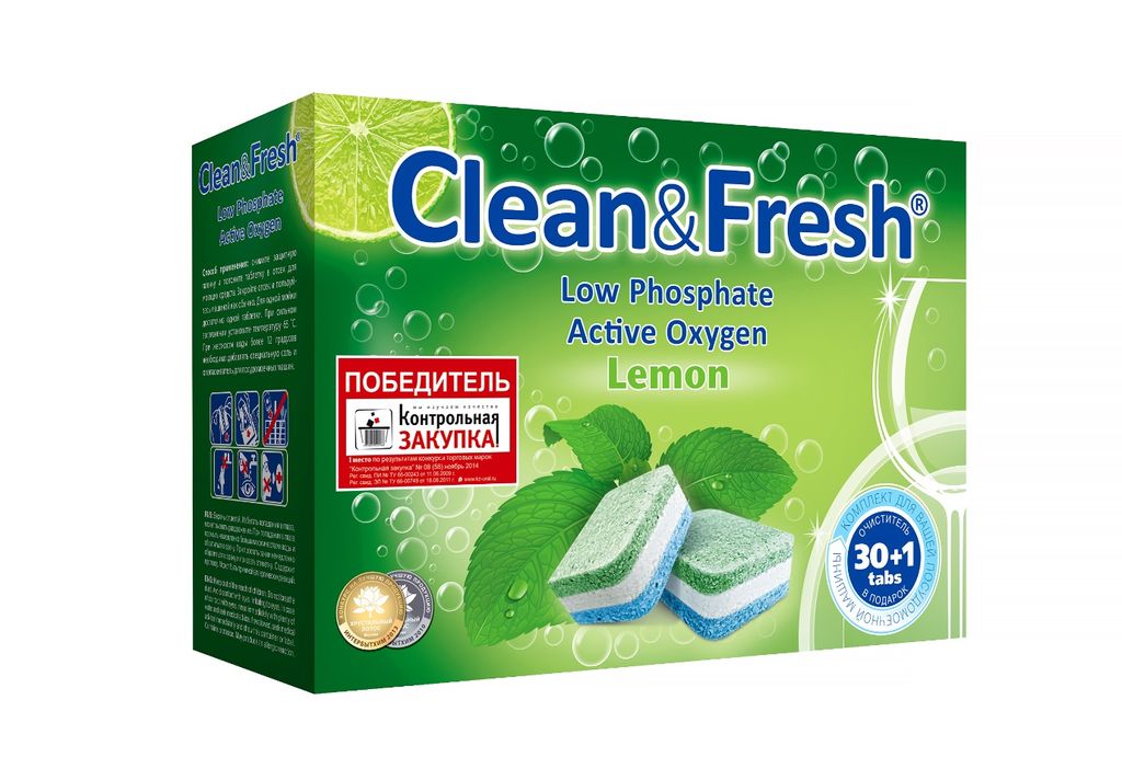 Таблетки для ПММ Clean&Fresh All in 1, 30 штук - Clean fresh фото 2
