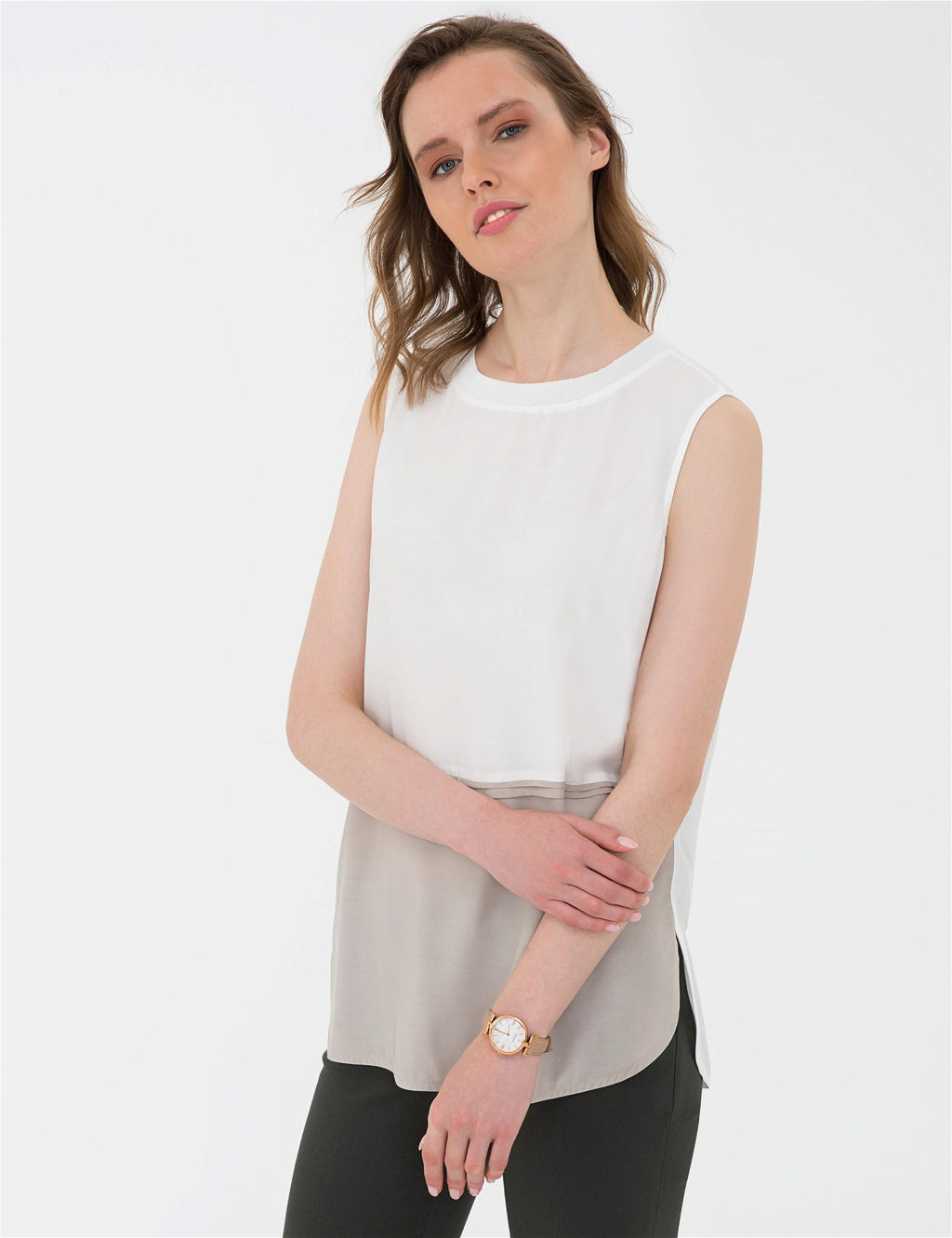 Ekru Regular Fit Kolsuz Bluz - Pierre cardin фото 3