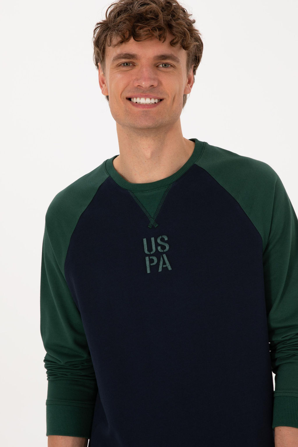 Erkek Bisiklet Yaka Regular Fit Koyu Ye_il Sweatshirt - U.s. polo assn фото 2