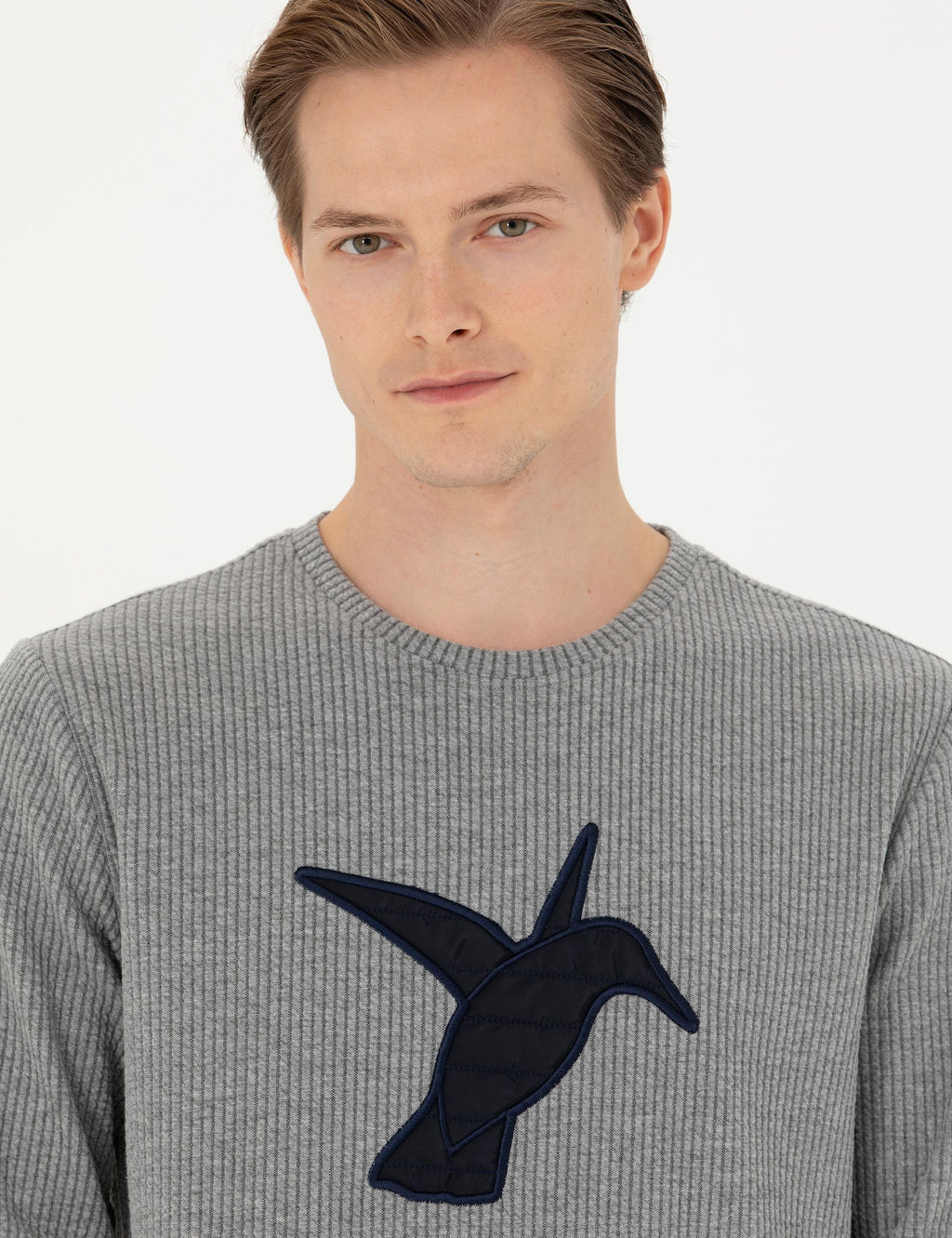 Серый меланжевый свитшот с круглым вырезом - Cacharel фото 2