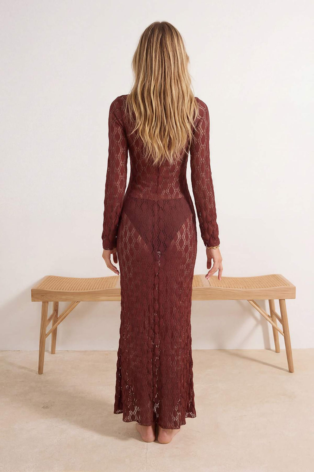 Bordo Orme Maxi Aksesuar Detayl? Plaj Elbisesi TBESS26EL00018 - Trendyolmilla фото 6