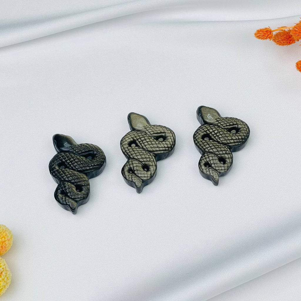 Фигурка Змея из золотистого Обсидиана - Радуга самоцветов фото 2