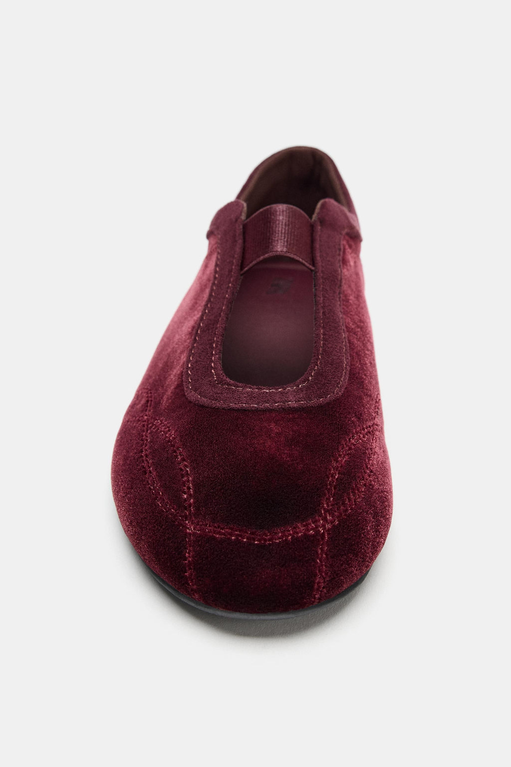 VELVET-EFFECT TOPSTITCHED BALLET FLATS - Zara фото 4