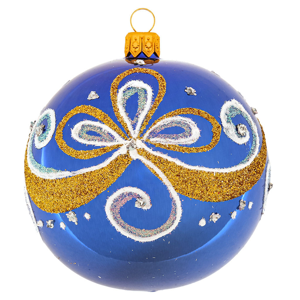 Елочная игрушка шар стеклянная Флер д8,5см, цвета микс, ручная художественная роспись, подарочная упаковка (Россия) - Домашняя мода фото 4