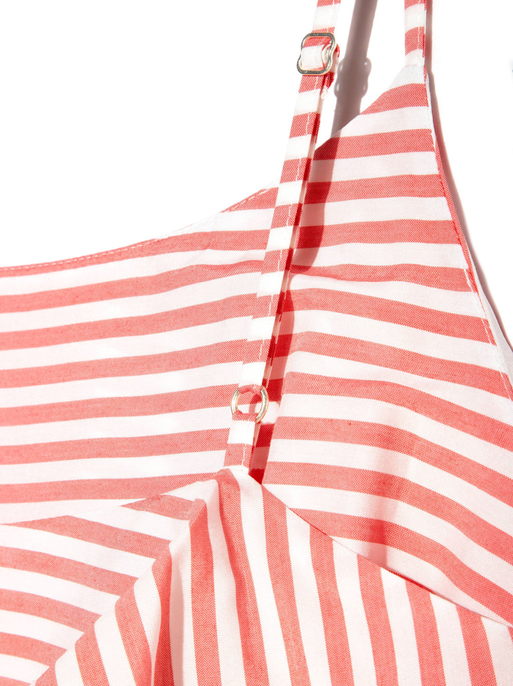 CONTE Ультрамодное платье в полоску на тонких бретелях LPL 911 white-coral - Conte elegant фото 3